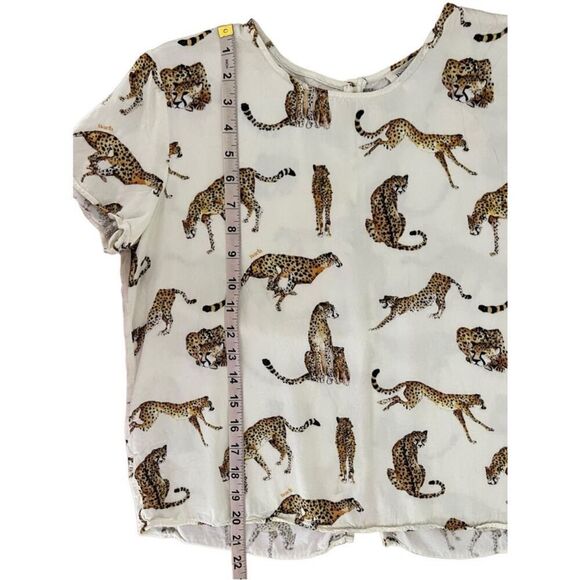 Anthropologie Nach Bijoux Boho Leopard Pattern Linen Blend Top Size L - Picture 7 of 8